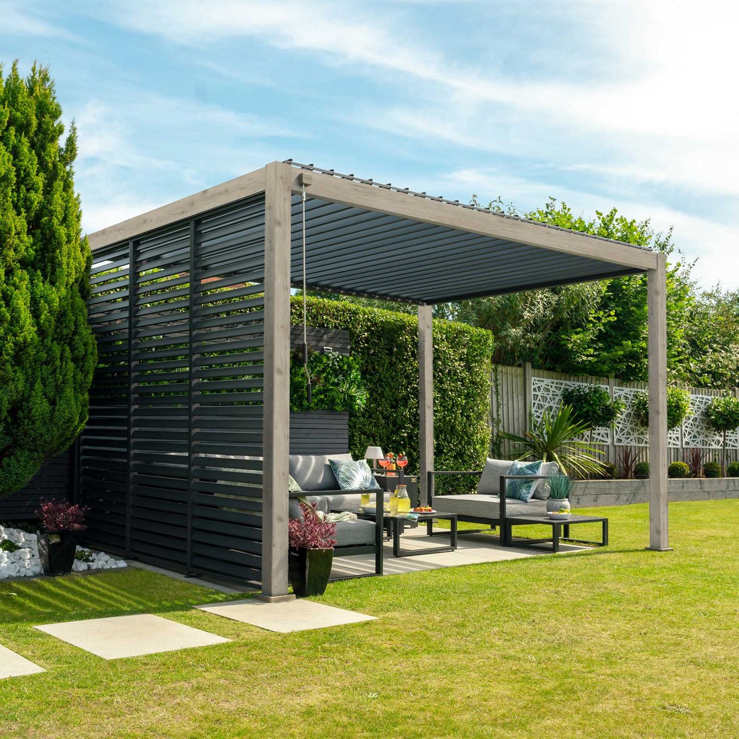 Titan Free Standing 3.0*3.0M Square Manually Operated Pergola (Wood Look)