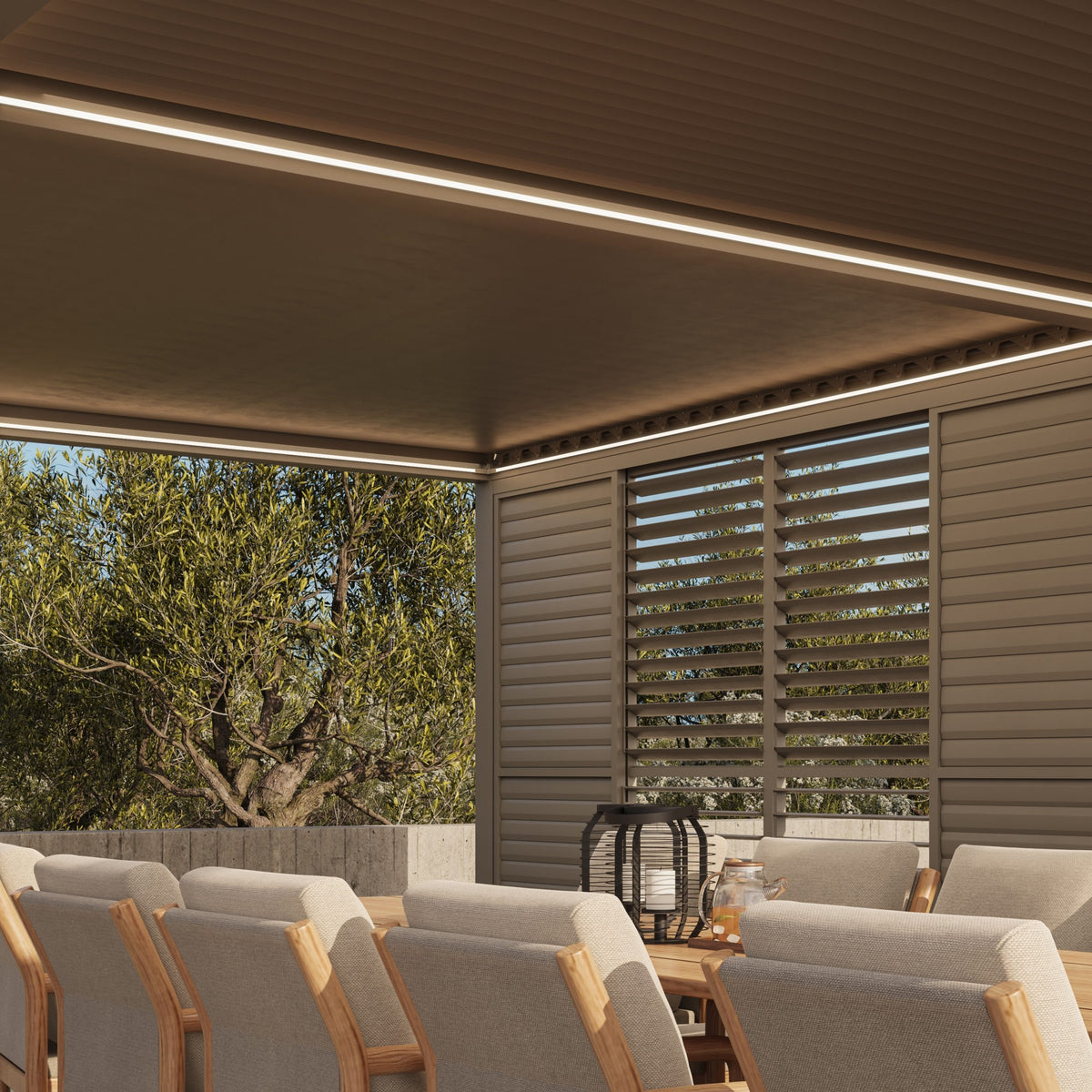 Luxe Electric Louvered Roof Pergola incl LED Lighting