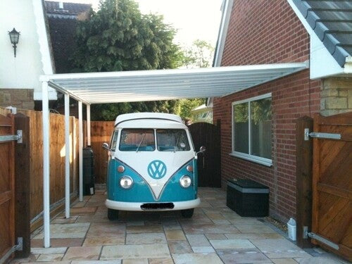 Polycarbonate Roof Carport System - Polycarbonate Colour: Clear - Post Length: 2.25m