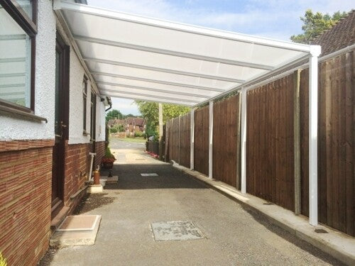 Polycarbonate Roof Carport System - Polycarbonate Colour: Clear - Post Length: 2.25m